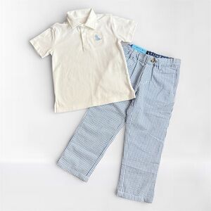 NWT Boys Spring Outfit Bundle James & Lottie Polo & J Bailey Seersucker Pants 3T